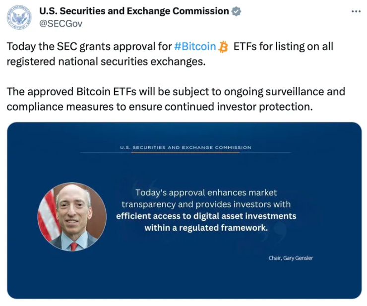 screenshot tweet op X van de SEC met gehackt account